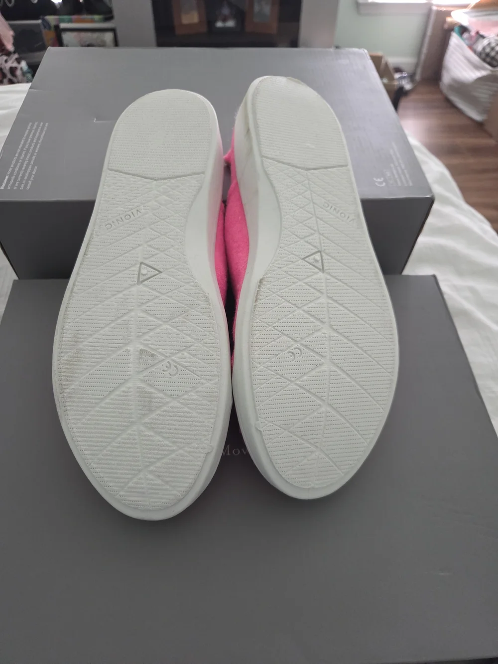 Vionic Hot Pink Slip-On Sneakers with Lime Green Lining - Picture 6 of 7